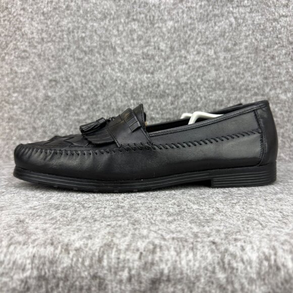 ✅Earth Shoe Mens 13 Alan II Black Leather Tassel Kilti Slip-On Moc Toe Loafers - Picture 9 of 12